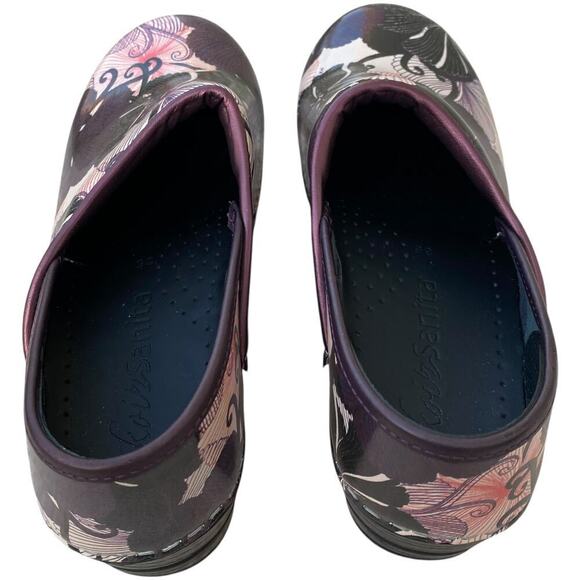 Sanita Patent Leather Clogs EU 35, US 4 Floral Purple White Black Slip On - Picture 12 of 16